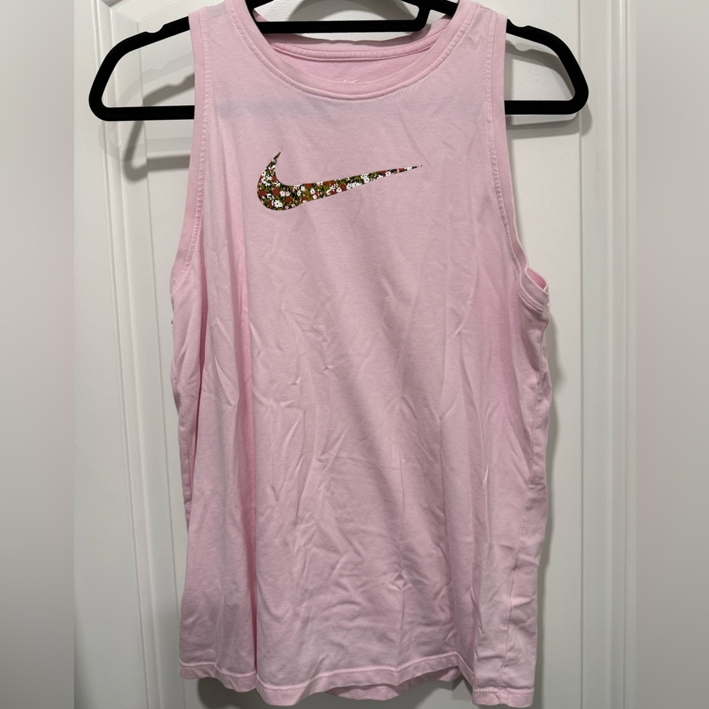 Nike Light Pink Floral Swoosh Tank Top - Women’s Size Medium